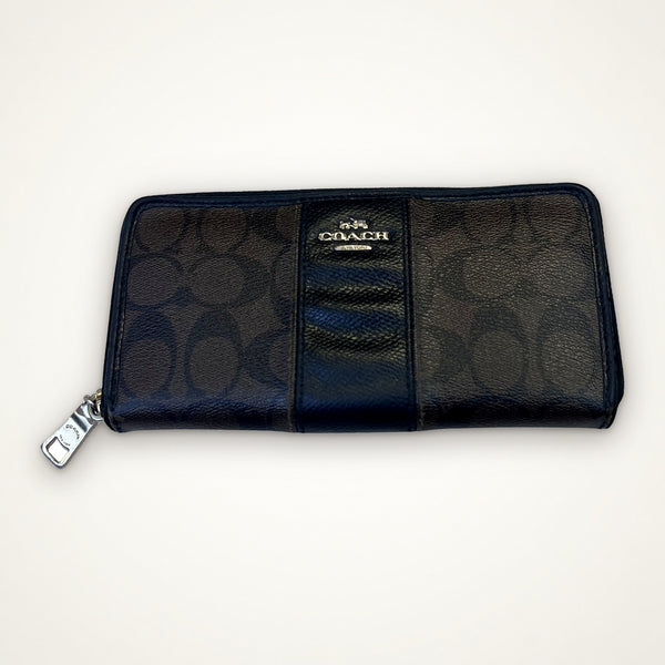 COACH Signature Zip Around Peněženka (hnědo/černá)