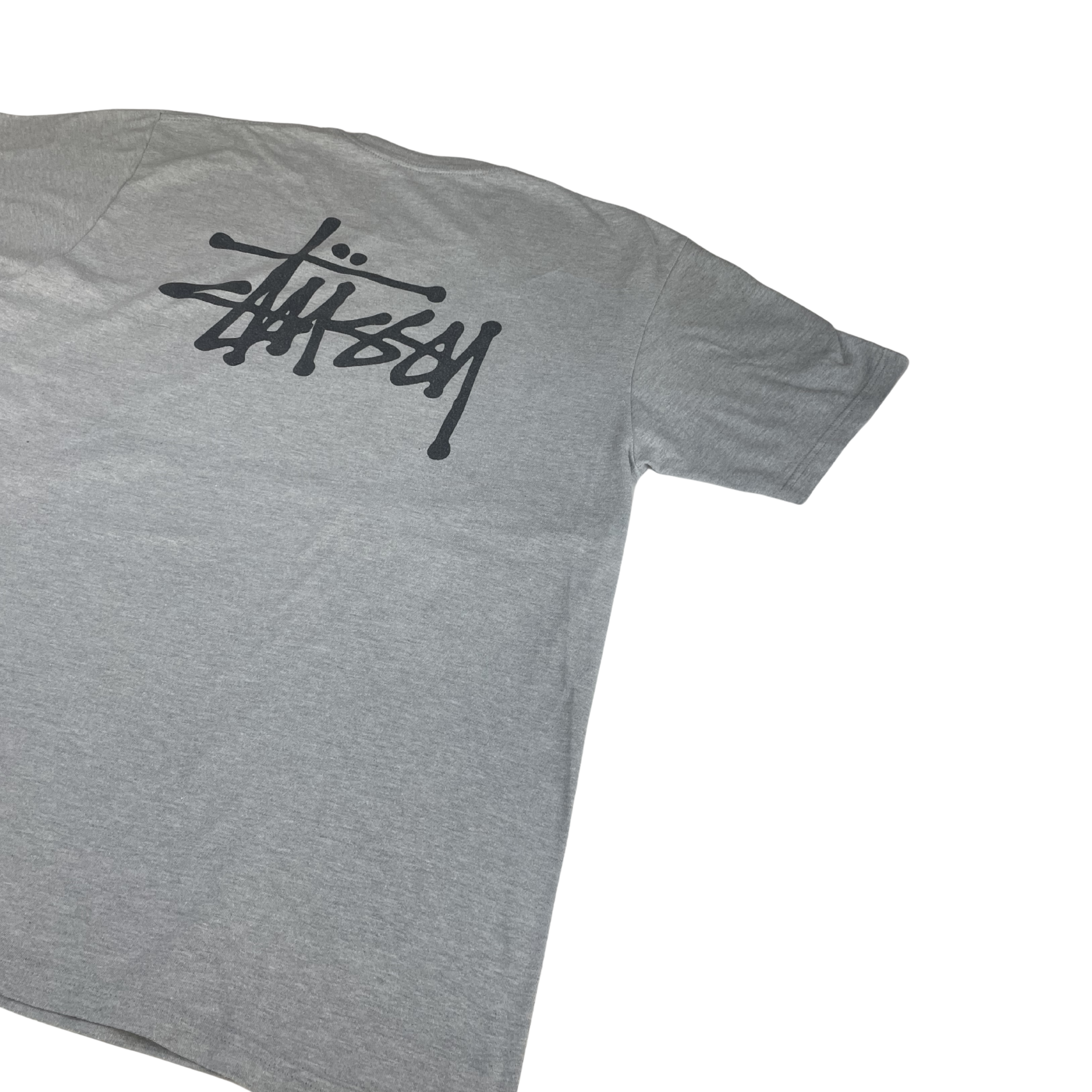 Stüssy "Stock Logo" Basic Tee – Grey Heather / L