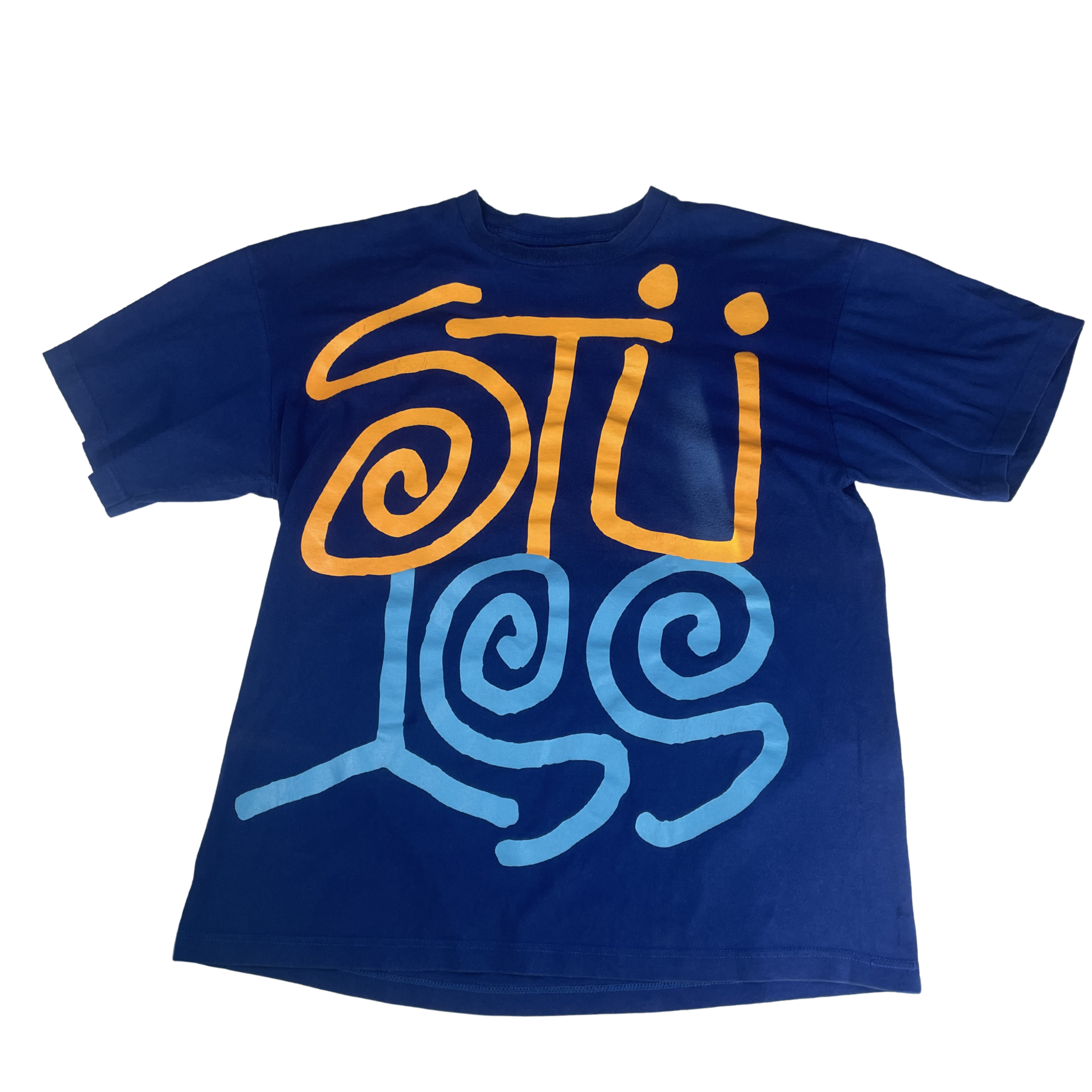 Stüssy "Swirl Logo" Double Hit Tee – Royal Blue / XL