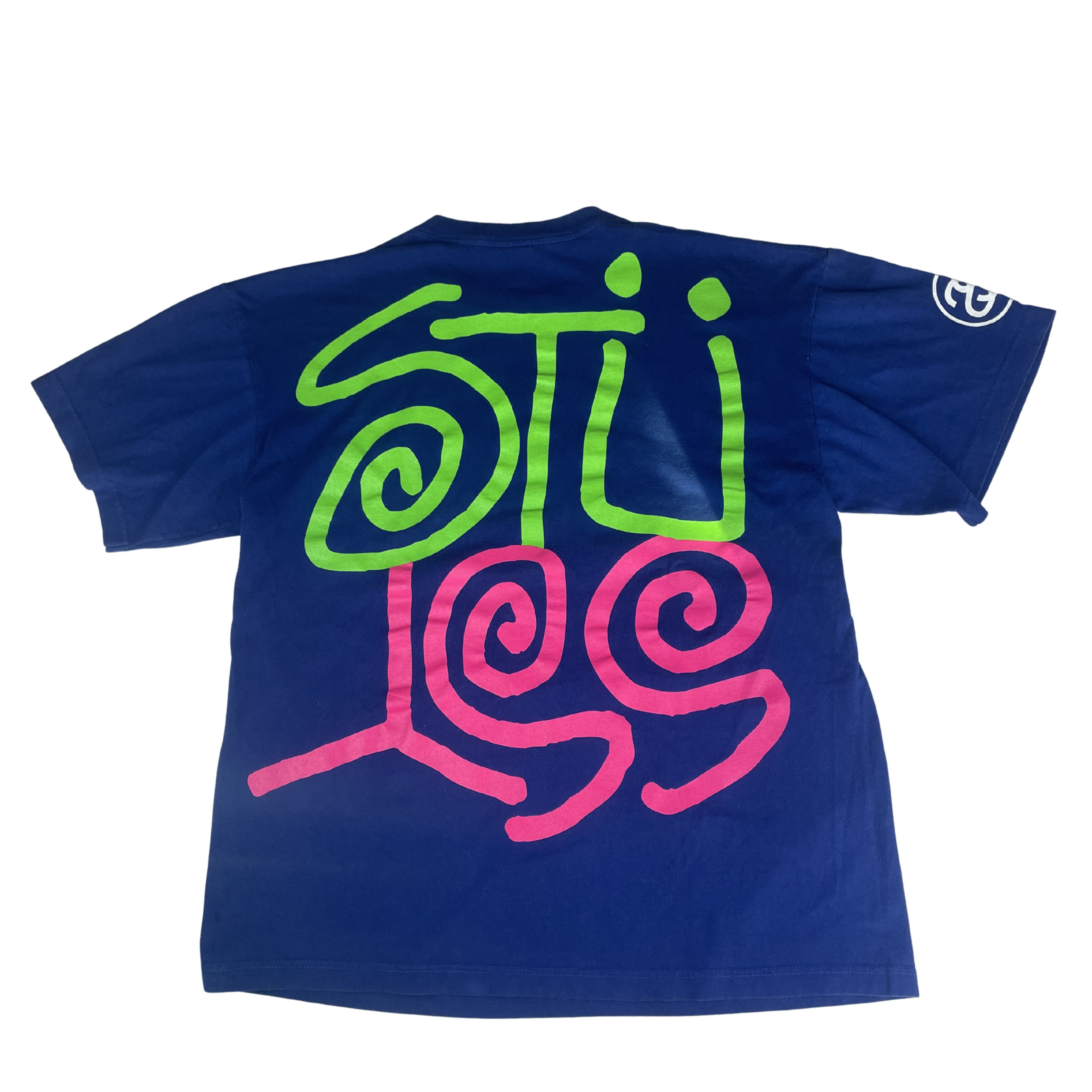 Stüssy "Swirl Logo" Double Hit Tee – Royal Blue / XL