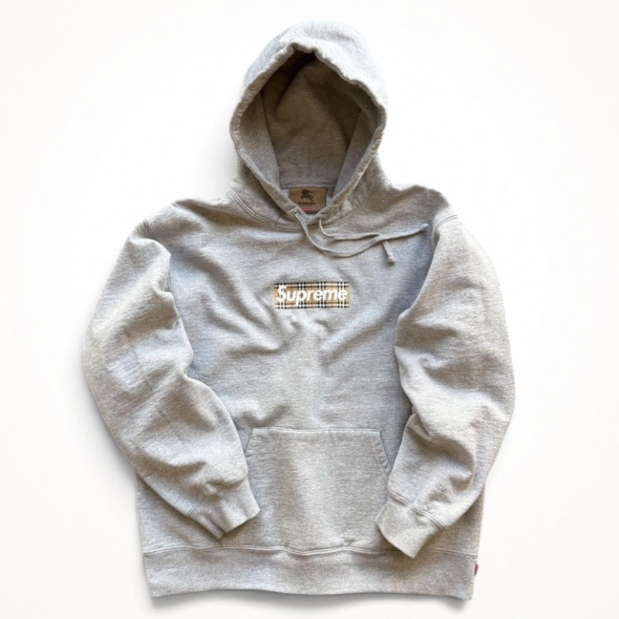 Supreme x Burberry Box Logo Hoodie (Heather Grey)