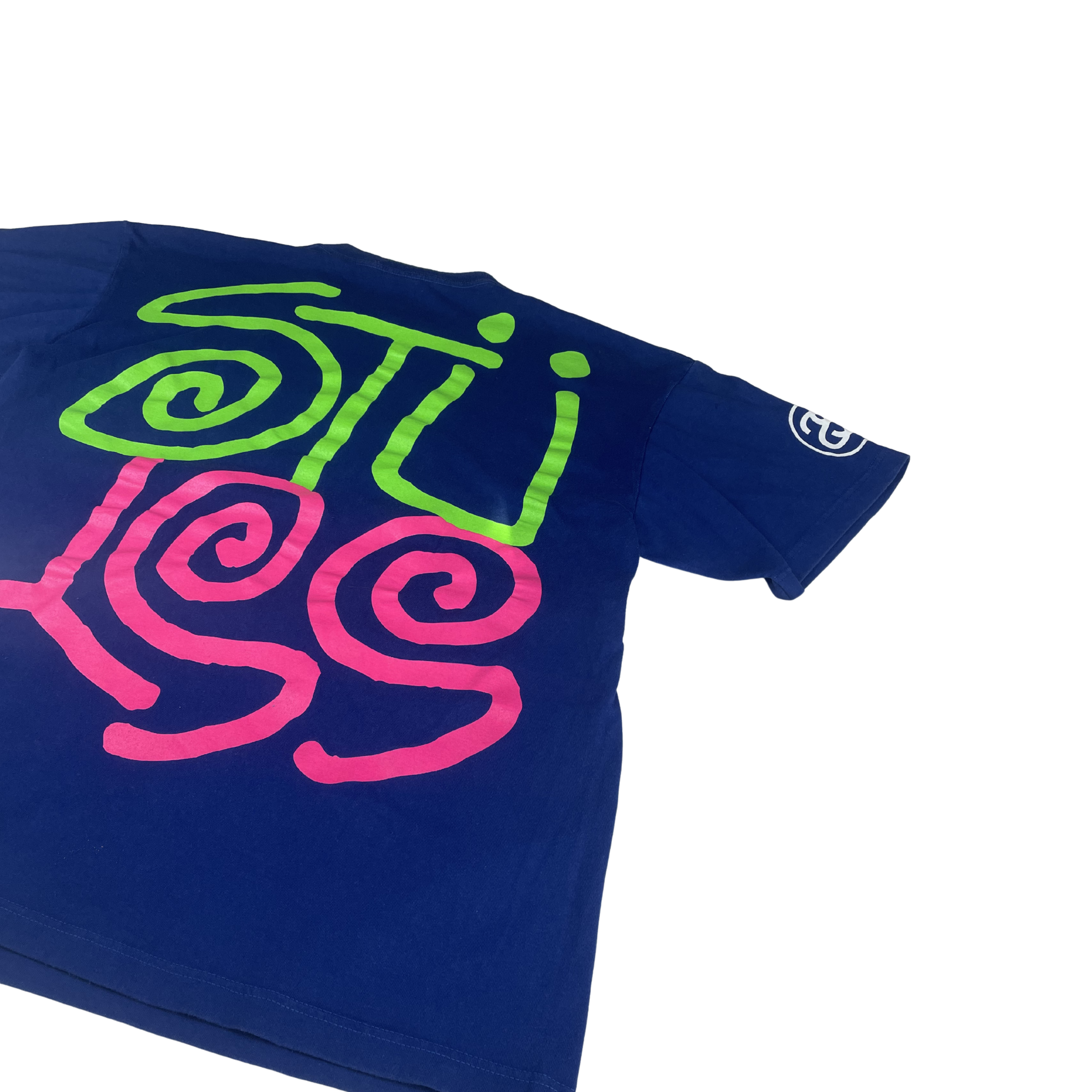 Stüssy "Swirl Logo" Double Hit Tee – Royal Blue / XL