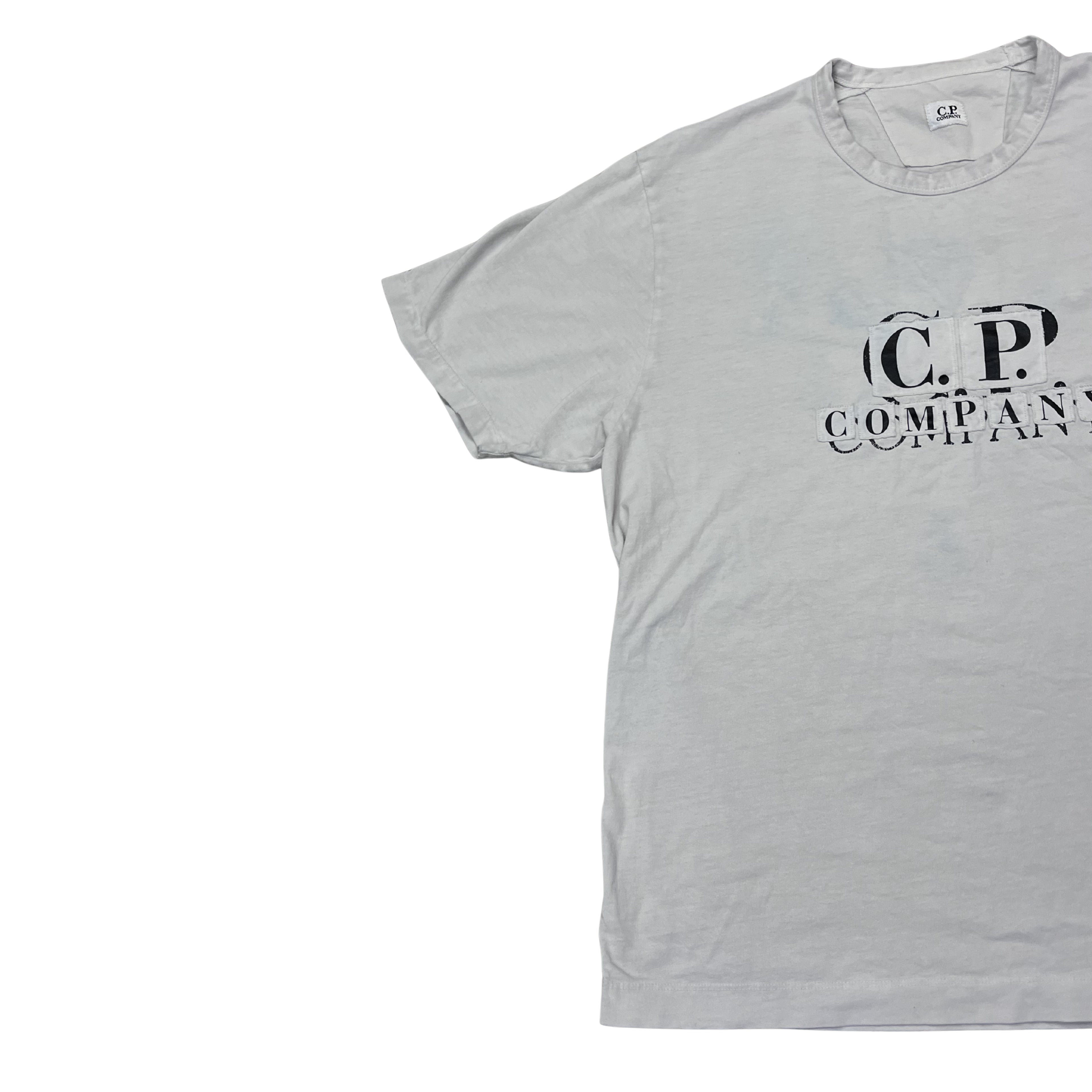 C.P. Company Garment Dyed Logo T-Shirt – Faded Grey