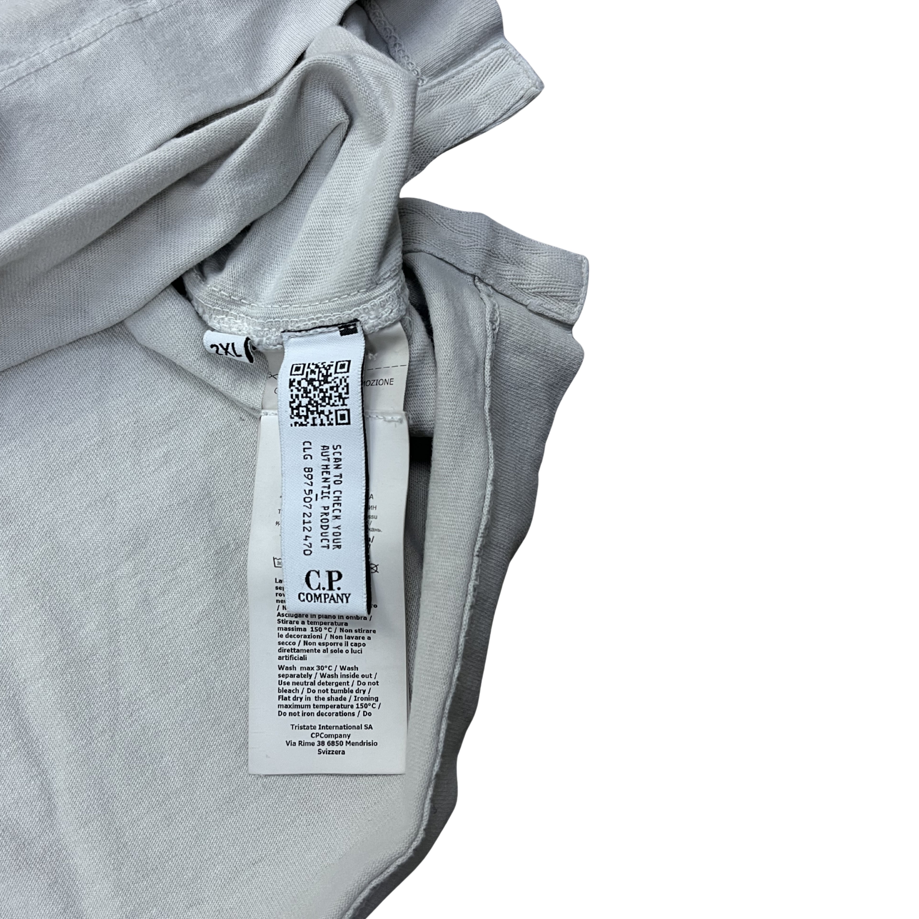C.P. Company Garment Dyed Logo T-Shirt – Faded Grey