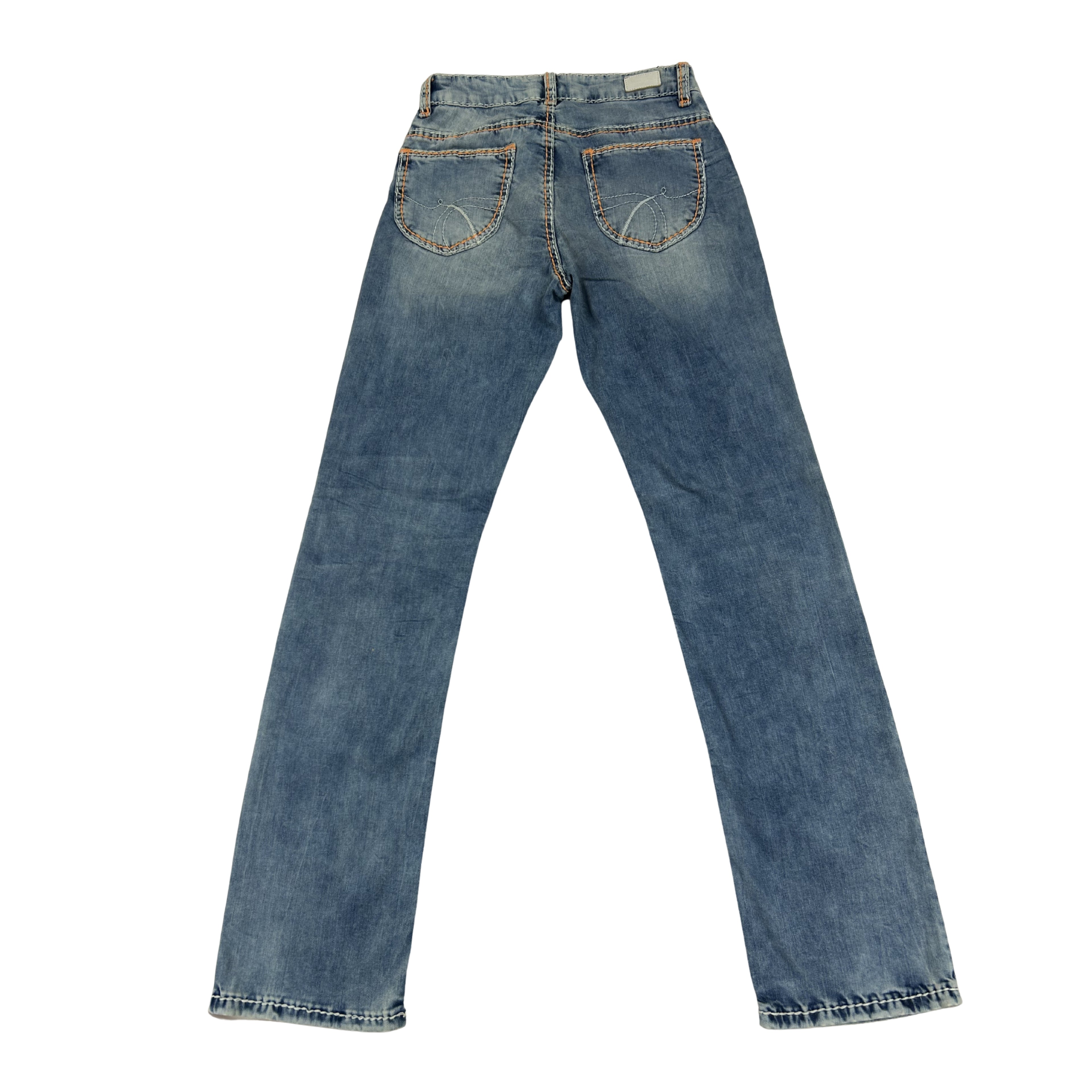 Soccx Denim Straight Leg Jeans – Medium Wash s Oranžovým Prošíváním
