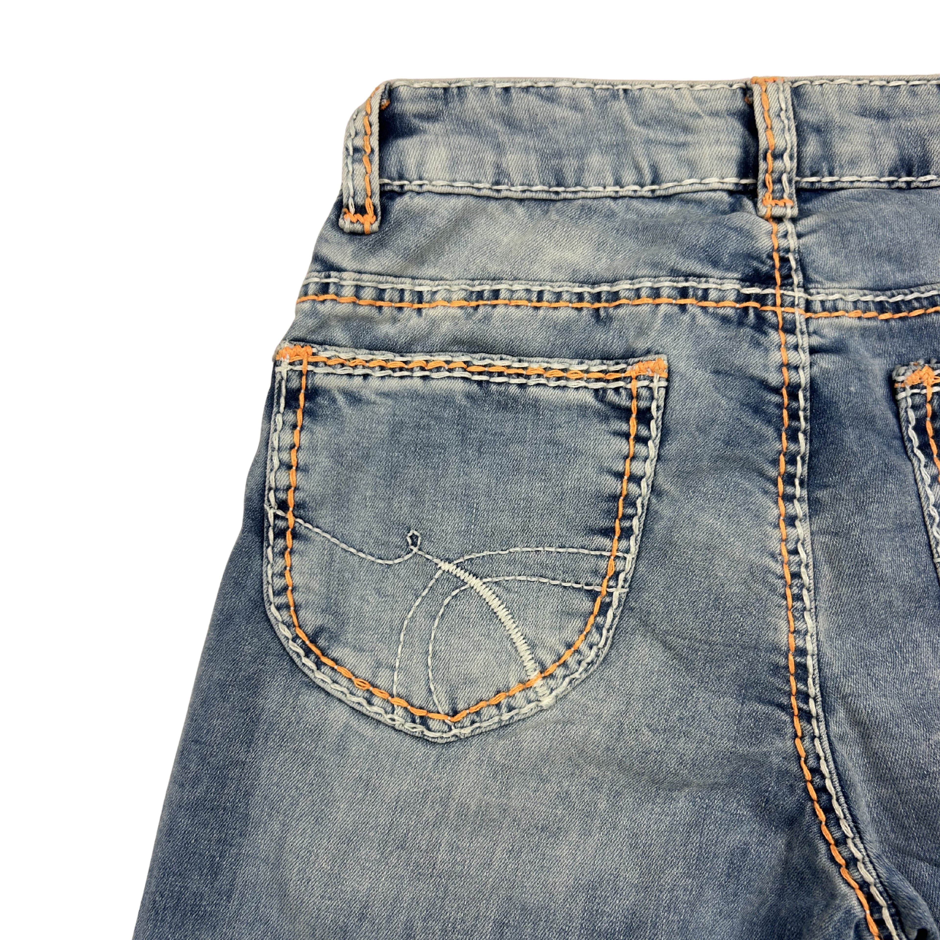 Soccx Denim Straight Leg Jeans – Medium Wash s Oranžovým Prošíváním