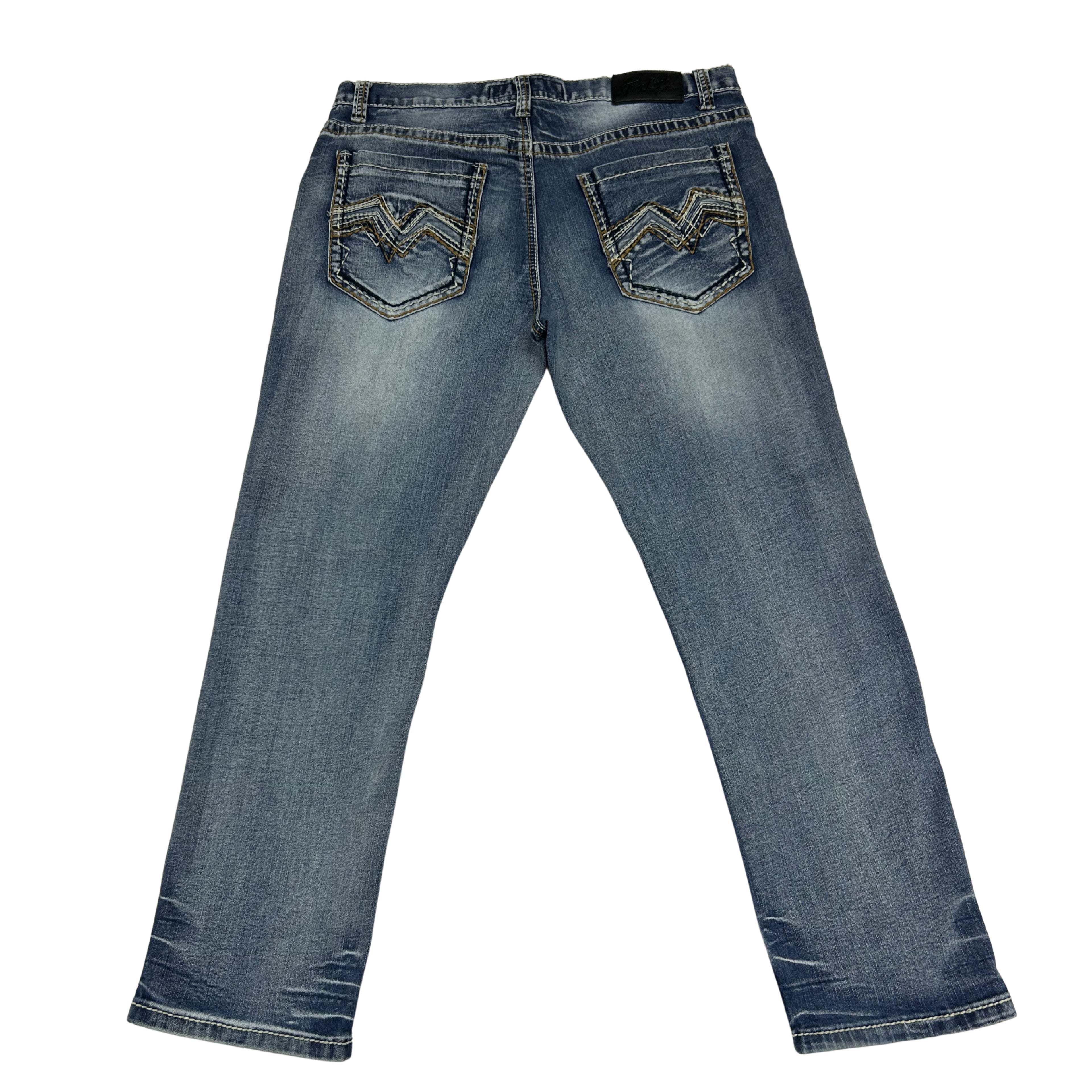 True Luck Distressed Bootcut Jeans – Medium Wash