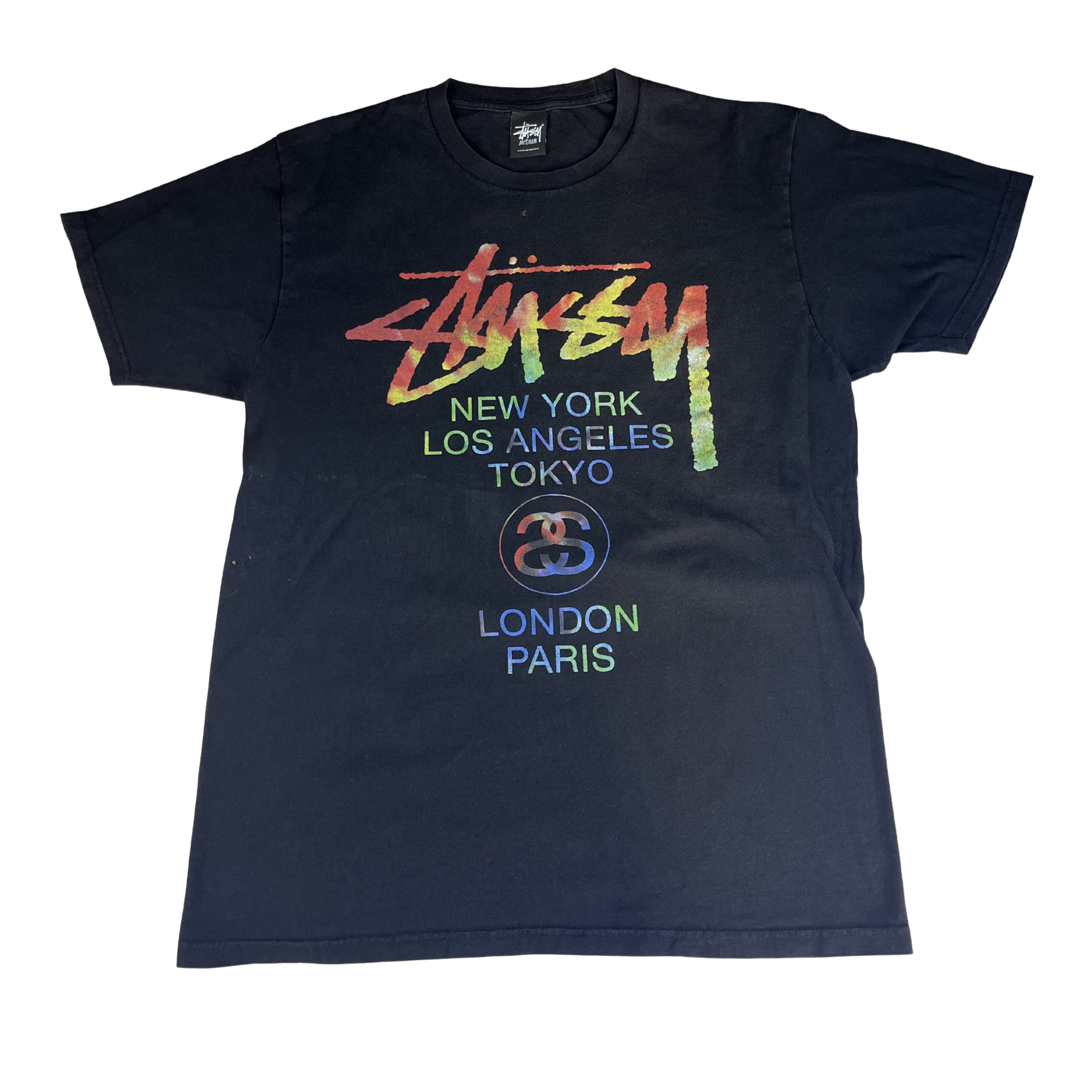 Stüssy "World Tour" Rainbow Tee – Black / M