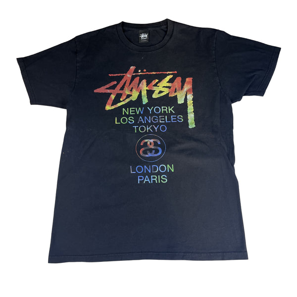 Stüssy "World Tour" Rainbow Tee – Black / M