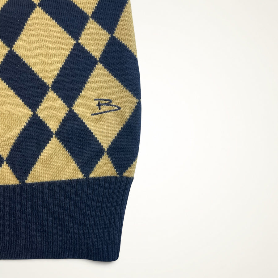Balenciaga Golf Argyle Wool Sweater (Navy/Beige)