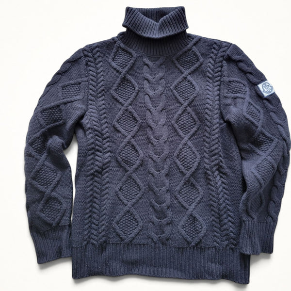 Moncler Cable Knit Turtleneck Sweater (Navy)
