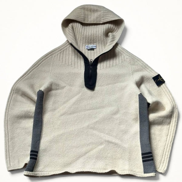 Stone Island Hooded Half-Zip Knit (Cream)