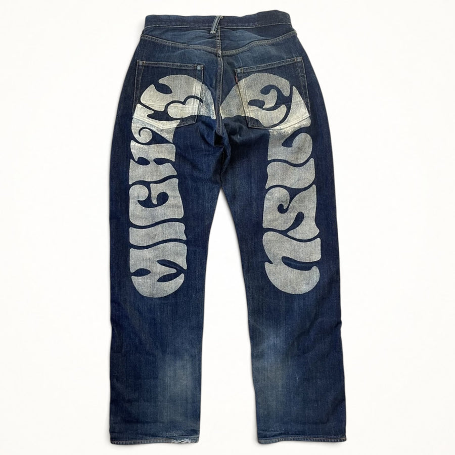 Y2K Painted Pocket Jeans (Indigo)
