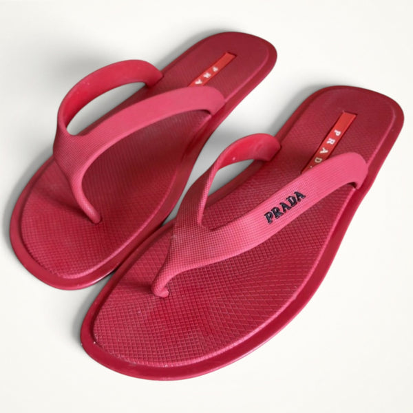 Prada Linea Rossa Flip Flops (Red)