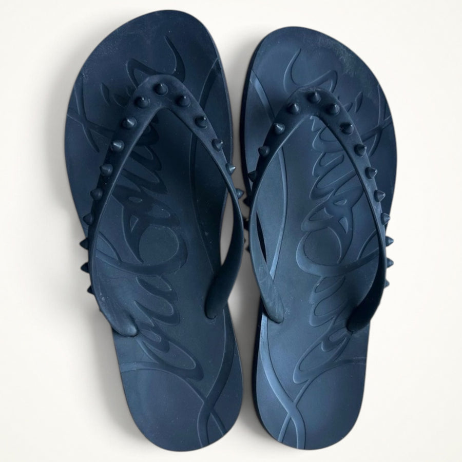 Christian Louboutin Spike Flip Flops (Navy)