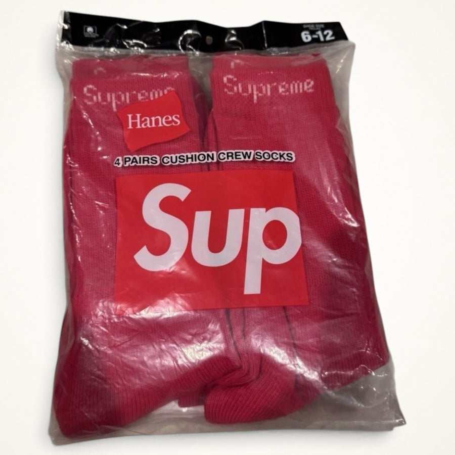 Supreme x Hanes Crew Socks 4-Pack (Red)