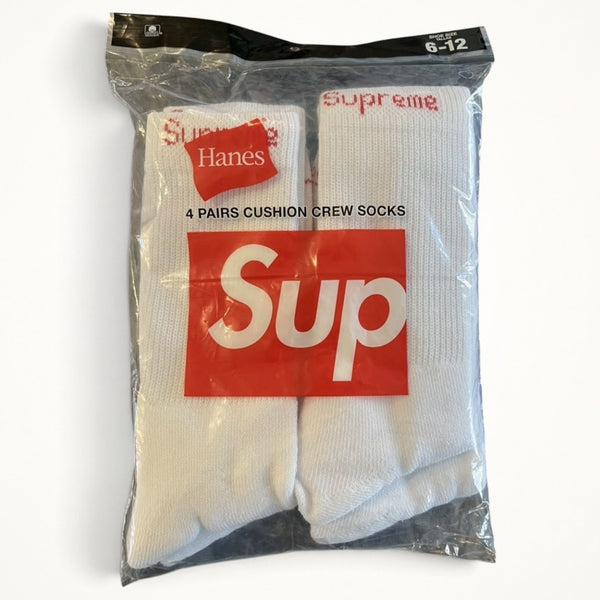 Supreme x Hanes Crew Socks 4-Pack (White)
