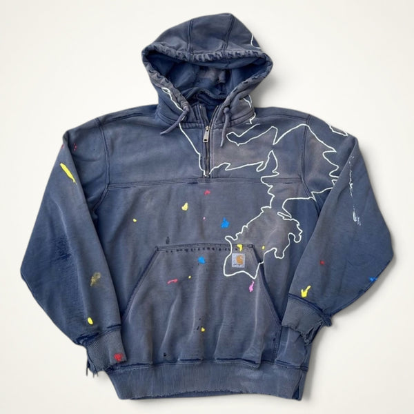 Carhartt Paint Splatter Half-Zip Hoodie (Navy)