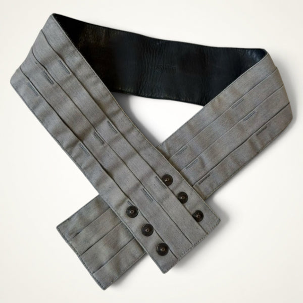 Pleated Button Belt (Grey)