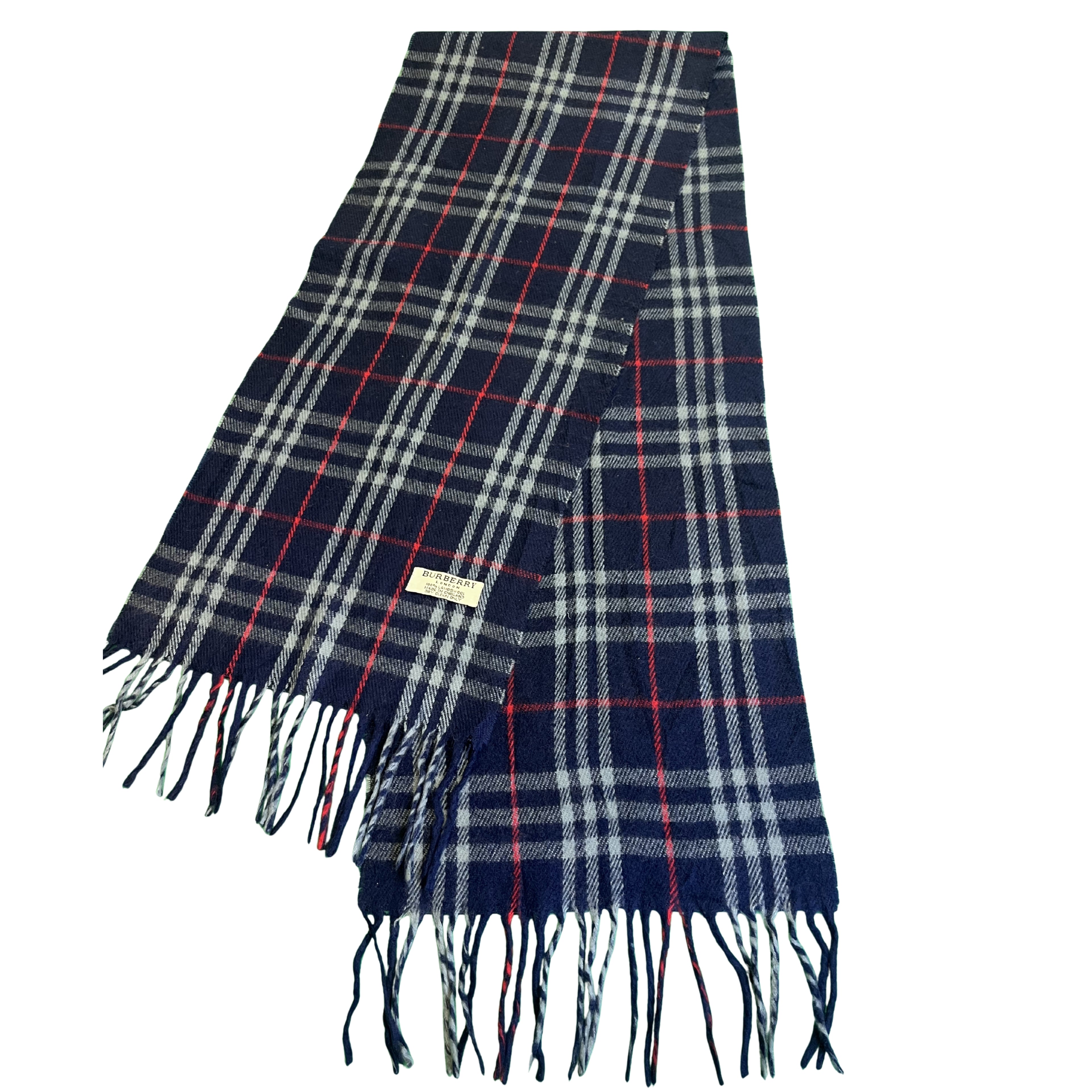 Burberry tmavě modrá kostkovaná šála