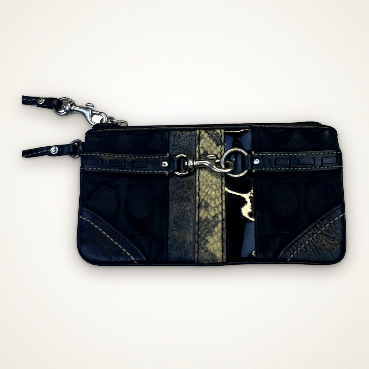 Coach Signature Wristlet Pouch (Black)