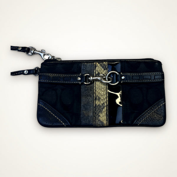 Coach Signature Wristlet Pouch (Black)