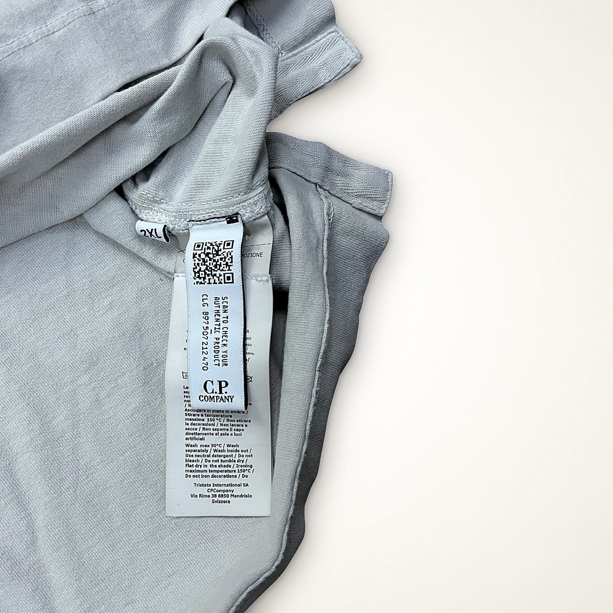 C.P. Company Garment Dyed Logo T-Shirt – Faded Grey