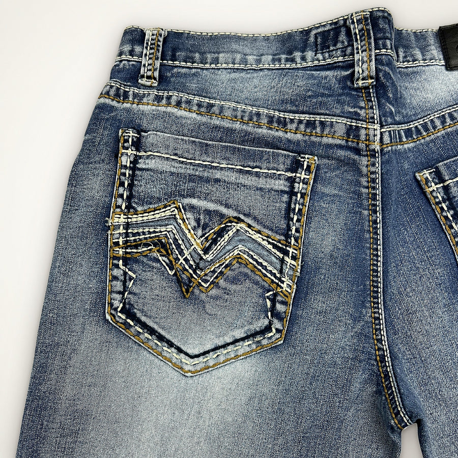 True Luck Distressed Bootcut Jeans – Medium Wash