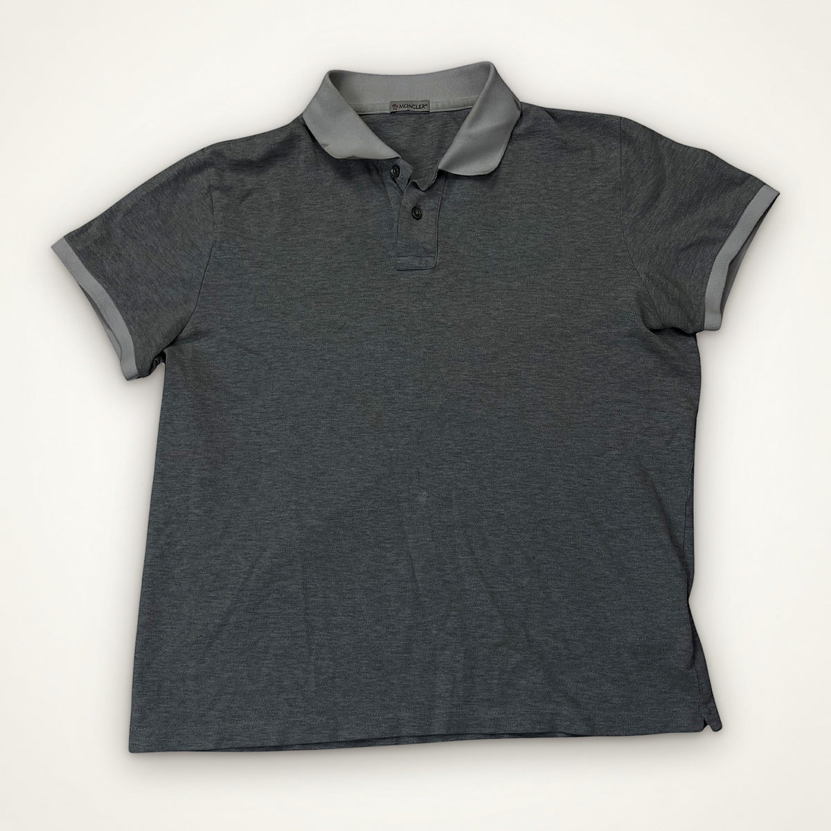 Moncler Contrast Collar Polo – Heather Grey