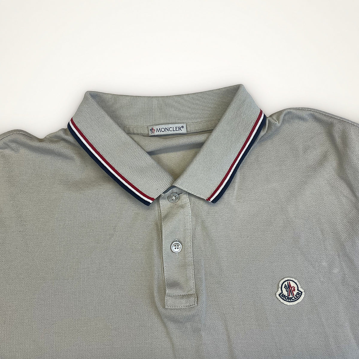 Moncler Tricolor Collar Polo (Grey)