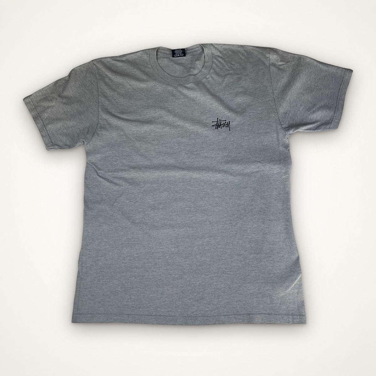 Stüssy "Stock Logo" Basic Tee – Grey Heather / L