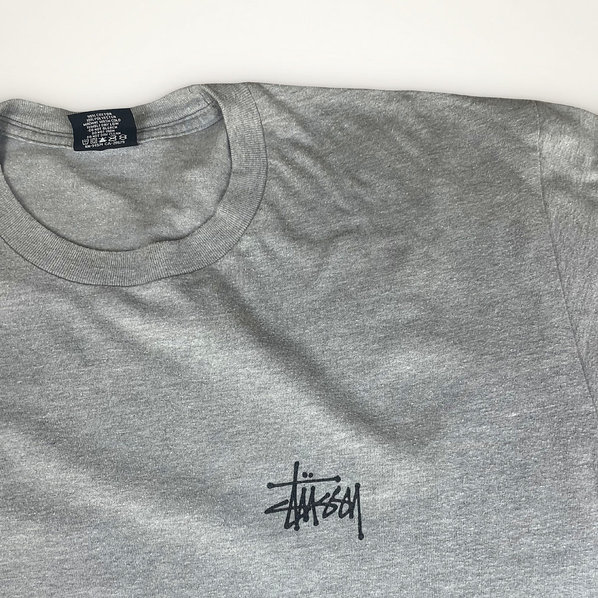Stüssy "Stock Logo" Basic Tee – Grey Heather / L
