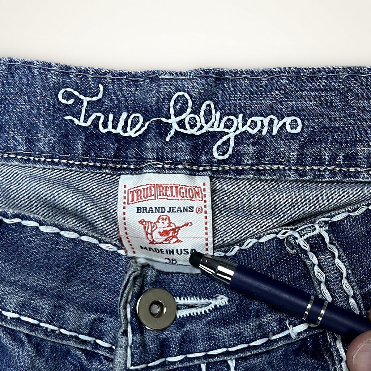True Religion “True Religion” Stitch Jeans (Blue)