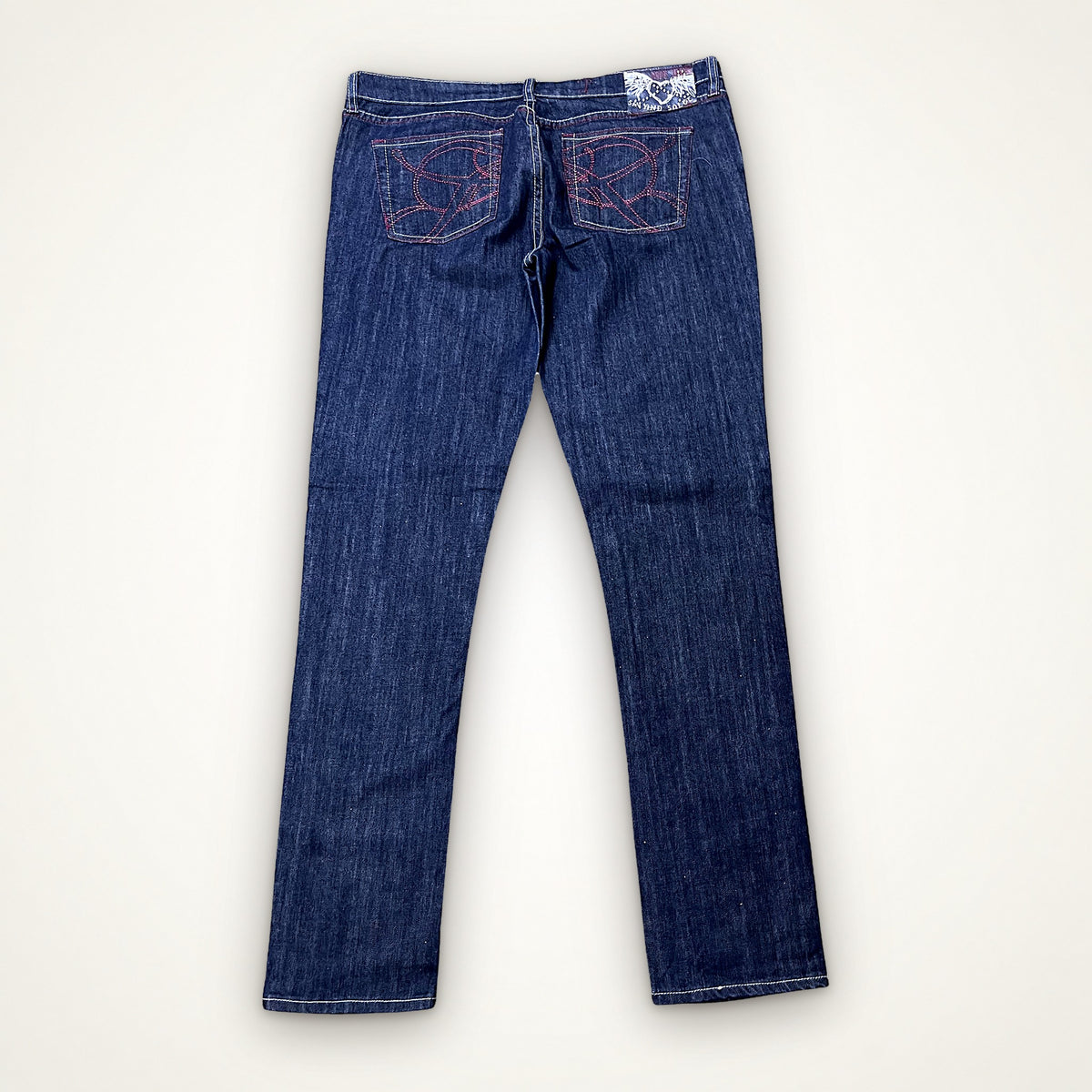 Y2K DENIM – DARK BLUE RED STITCH